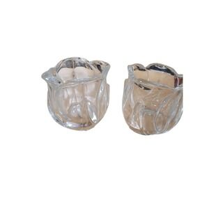 Lead Crystal Tulip Shaped Candle Holders Made in USA, Set of 2 - 20$ for 2